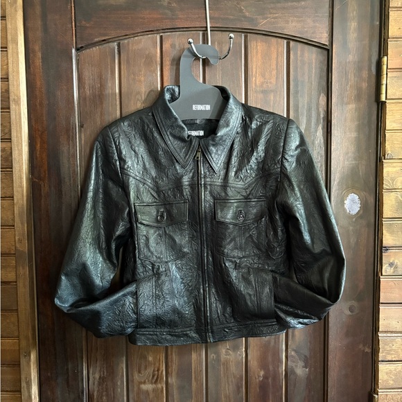 Reformation Jackets & Blazers - Reformation Black Leather Zip Front Jacket